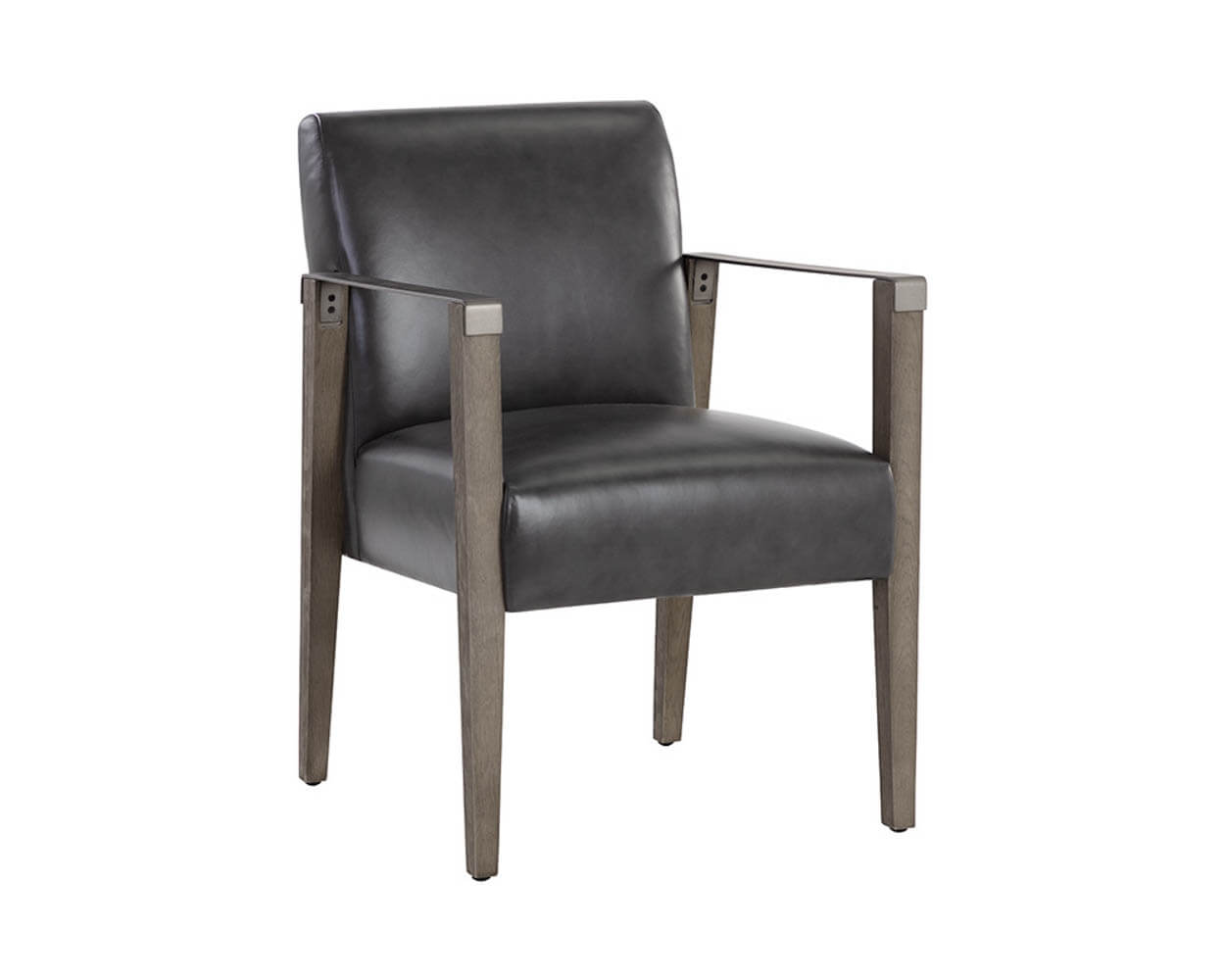 SUNPAN Earl Dining Armchair Ash Grey - Brentwood Charcoal Leather 109092 niagara