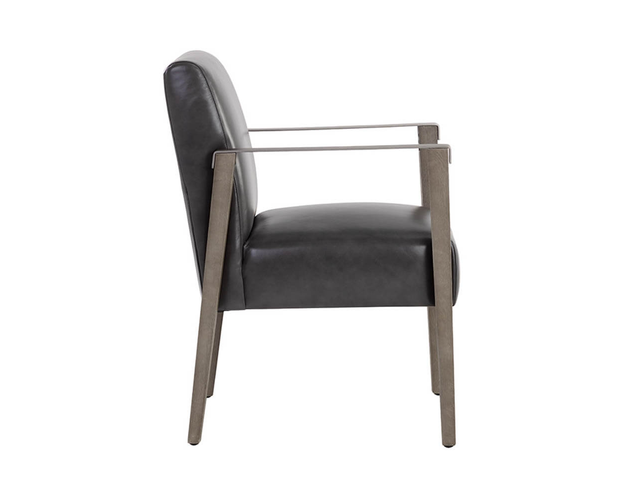 SUNPAN Earl Dining Armchair Ash Grey - Brentwood Charcoal Leather 109092 niagara