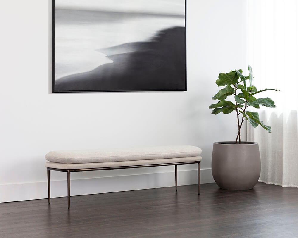 SUNPAN Koffi Bench - Dark Bronze - Chacha Cream / Meg Taupe 109313 fredericton