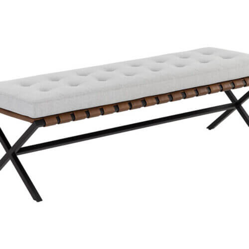 SUNPAN Kenji Bench Small Black - Mina Light Grey 109479 orilla