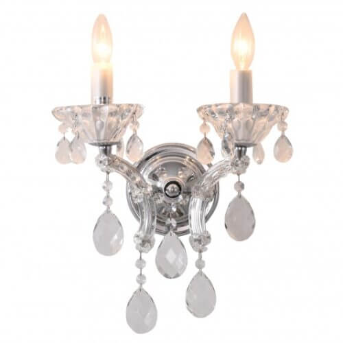 BETHEL CLEAR CRYSTAL TWO ARM WALL SCONCE 4307WB-C niagara