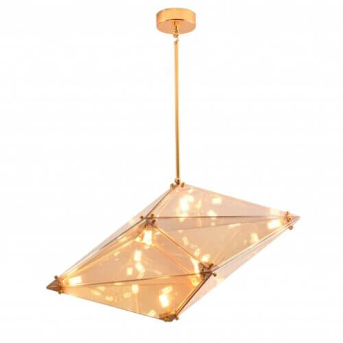 BETHEL GOLD FRAMED PRISIM CHANDELIER AMBER GLASS DLS53C30A woodbridge