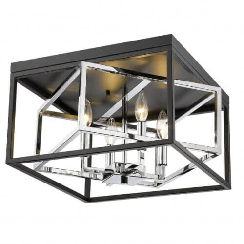 BETHEL BLACK AND CHROME INTERLOCKED BOX FLUSH MOUNT YS218FM16BCH burlington