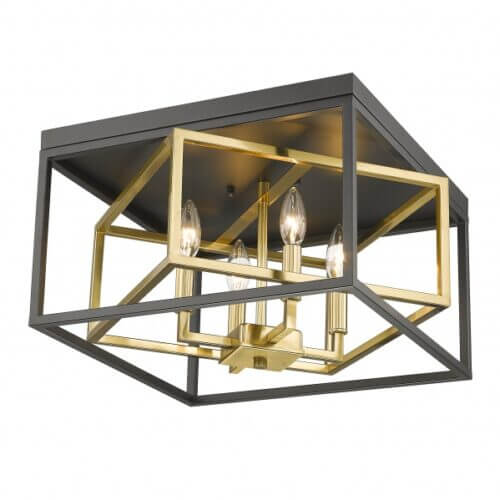 BETHEL BLACK AND GOLD INTERLOCKED BOX FLUSH MOUNT YS218FM16BG laval