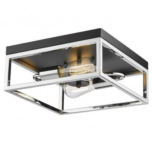 BETHEL BLACK AND CHROME BOX FLUSH MOUNT YS2181C12BCH king city