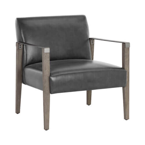 SUNPAN Earl Lounge Chair - Ash Grey - Brentwood Charcoal Leather 109856 north york
