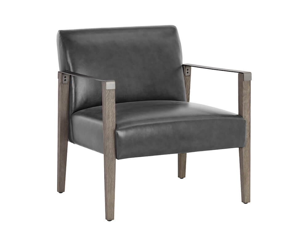 SUNPAN Earl Lounge Chair - Ash Grey - Brentwood Charcoal Leather 109856 north york