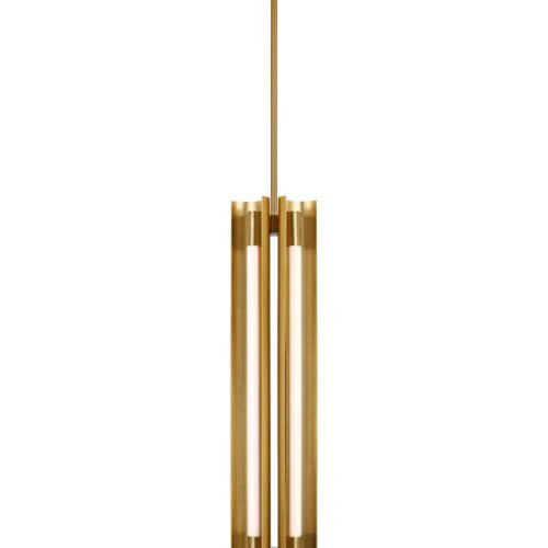 GENERATION LIGHTING Carson Four Light Narrow Pendant LED Burnished Brass KP1084BBS laval
