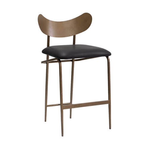 SUNPAN Gibbons Counter Stool - Antique Brass - Charcoal Black Leather 110367 orilla