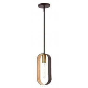 LIVEX LIGHTING Ravena Single Pendant Bronze with Antique Brass Accents 45761-07 collingwood