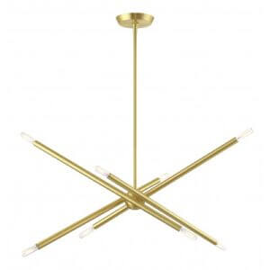 LIVEX LIGHTING Soho Linear Chandelier Satin Brass 46778-12 markham