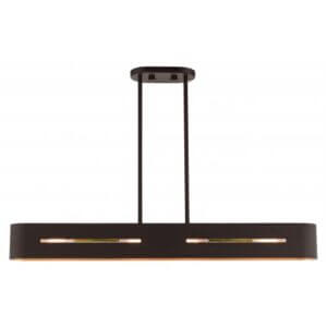 LIVEX LIGHTING Ravena Linear Chandelier Bronze with Antique Brass Accents 45767-07 newmarket