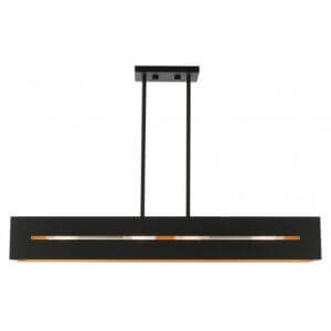 LIVEX LIGHTING Soma Linear Chandelier Textured Black with Brushed Nickel Accents 45957-14 parkdale