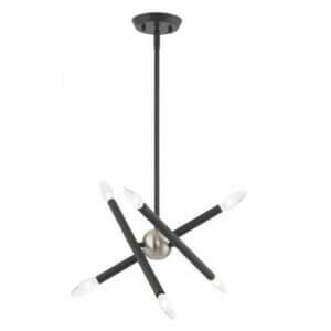 LIVEX LIGHTING Soho Petite Chandelier Scandinavian Gray with Brushed Nickel Accents 46773-76 midland