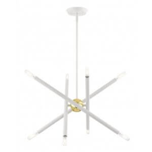 LIVEX LIGHTING Soho White with Polished Brass Accents 46774-03 halifax