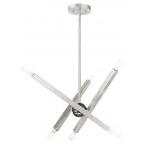 LIVEX LIGHTING Monaco Chandelier Brushed Nickel with Black Chrome Accents 46984-91 hyalifax