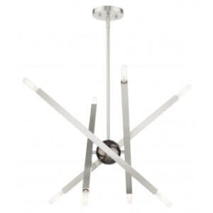 LIVEX LIGHTING Monaco Chandelier Brushed Nickel with Black Chrome Accents 46985-91 calgary