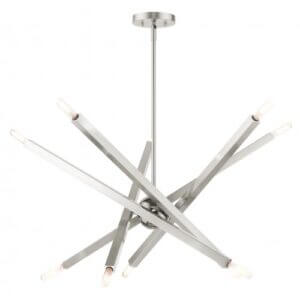 LIVEX LIGHTING Monaco Chandelier Brushed Nickel with Black Chrome Accents 46986-91 edmonton