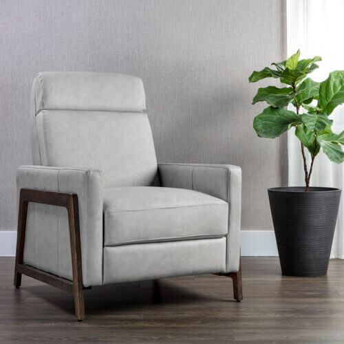 SUNPAN Brandon Recliner - Saloon Light Grey Leather 107540 montreal
