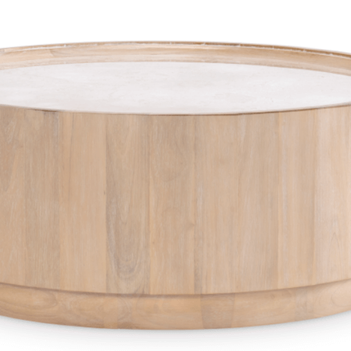 LEGACY BISCAYNE ROUND COCKTAIL TABLE WITH TRAVERTINE TOP 1500-501 midland