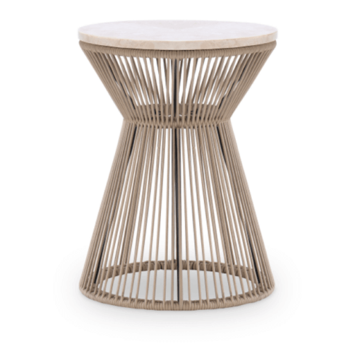 LEGACY BISCAYNE ROUND ROPE END TABLE WITH TRAVERTINE TOP 1500-108 peterborough