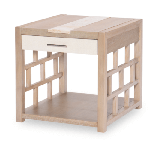 LEGACY BISCAYNE SQUARE END TABLE WITH TRAVERTINE INSERT 1500-107 waterloo