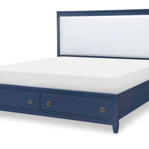 LEGACY SUMMERLAND - BLUE FINISH UPHOLSTERED BED WITH STORAGE, KING 1162-4236K vaughan