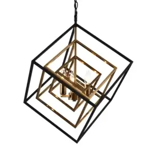 YOUNG LIGHTING 3 LIGHT PENDANT BLACK AND ANTIQUE BRASS 1308C3-AB VANCOUVER