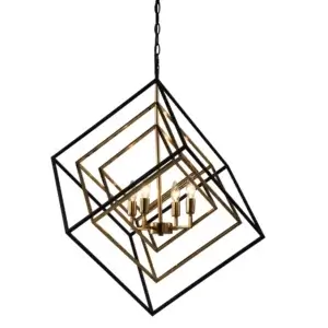 YOUNG LIGHTING 4 LIGHT PENDANT BLACK AND ANTIQUE BRASS 1308C4-AB edmonton