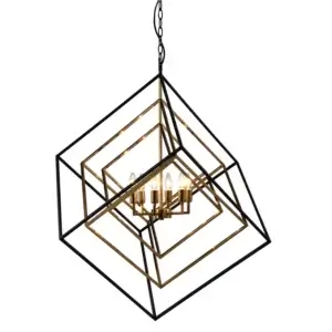 YOUNG LIGHTING 6 LIGHT PENDANT BLACK AND ANTIQUE BRASS 1308C6-AB calgary