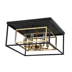 YOUNG LIGHTING 6 LIGHT FLUSH MOUNT BLACK AND ANTIQUE BRASS 1308FM6-AB guelph