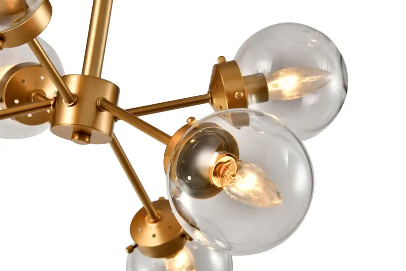 YOUNG LIGHTING 6 LIGHT FLUSH MOUNT WITH GLASS SHADE SAND GOLD 1376FM6 midland