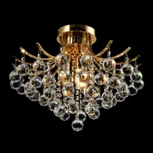 YOUNG LIGHTING 3 LIGHT CRYSTAL FLUSH MOUNT POLISHED GOLD 1385FM3-GD sudbury