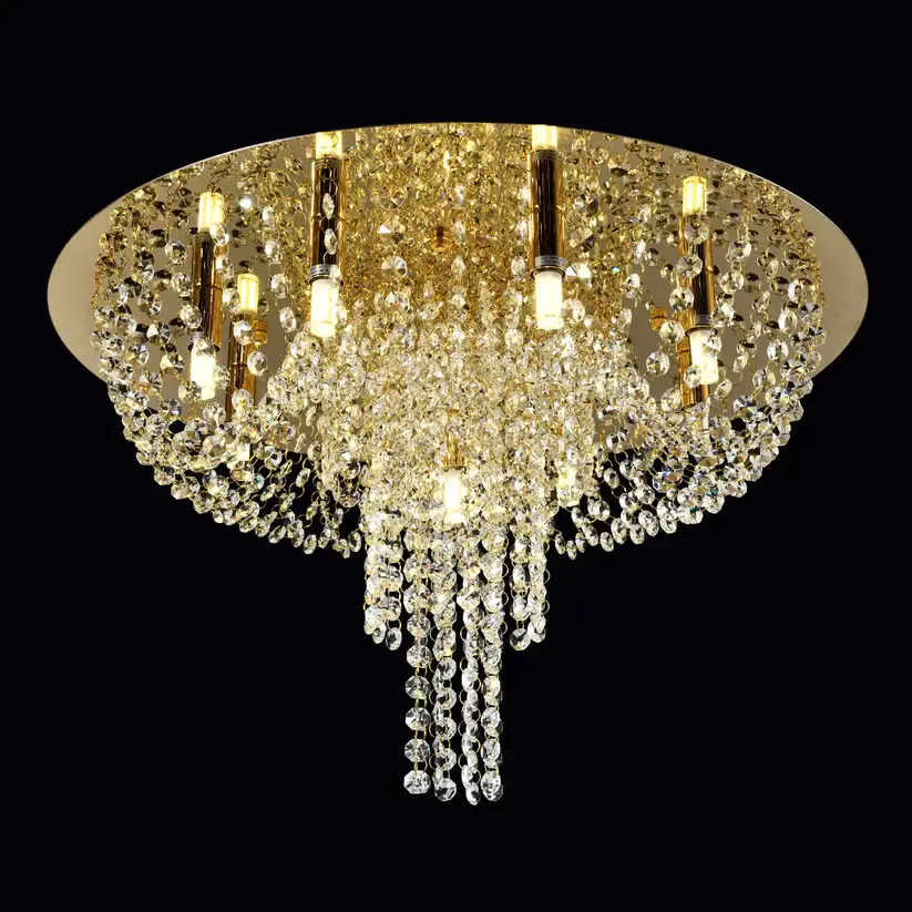 YOUNG LIGHTING 9 LIGHT CRYSTAL FLUSH MOUNT POLISHED GOLD 1387FM9-GD orilla