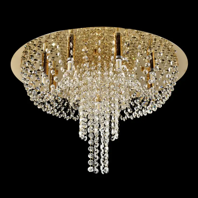 YOUNG LIGHTING 9 LIGHT CRYSTAL FLUSH MOUNT POLISHED GOLD 1387FM9-GD orilla