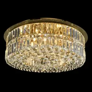 YOUNG LIGHTING 9 LIGHT CRYSTAL FLUSH MOUNT POLISHED GOLD 1389FM9-L-GD laval