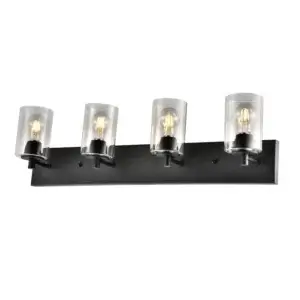 YOUNG LIGHTING 4 LIGHT WALL LAMP WITH GLASS SHADE MATTE BLACK 1398WL4 halifax