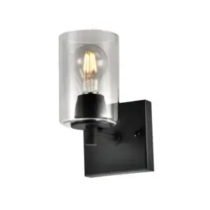 YOUNG LIGHTING 1 LIGHT WALL LAMP WITH GLASS SHADE MATTE BLACK 1398WL alliston