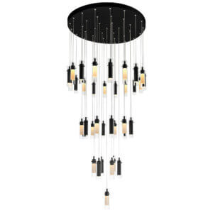 CWI LIGHTING OLINDA LED INTEGRATED BLACK CHANDELIER 1606P33-37-101 collingwood