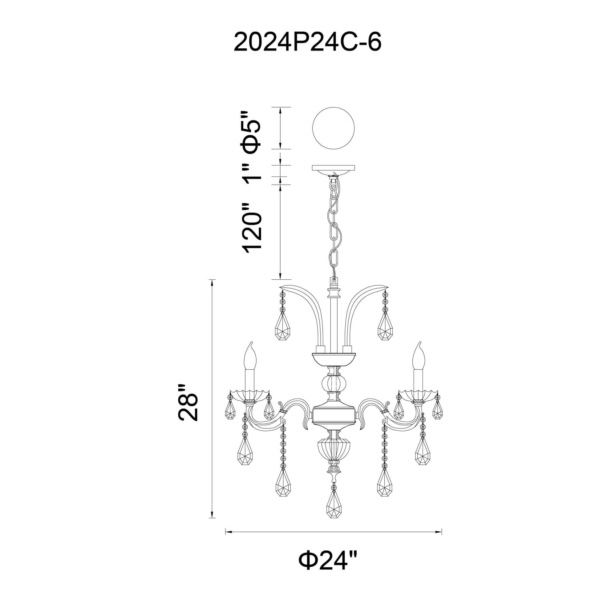 CWI LIGHTING GLORIOUS 6-LIGHT CHANDELIER 2024P24C-6 huntsville