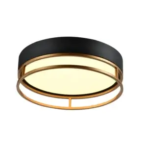 YOUNG LIGHTING LED FLUSH MOUNT 3000K BLACK & SATIN GOLD 2127FM-S waterloo