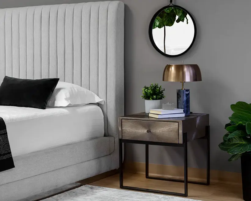 Sunpan Modena Nightstand - Small Gunmetal 106021 godridge