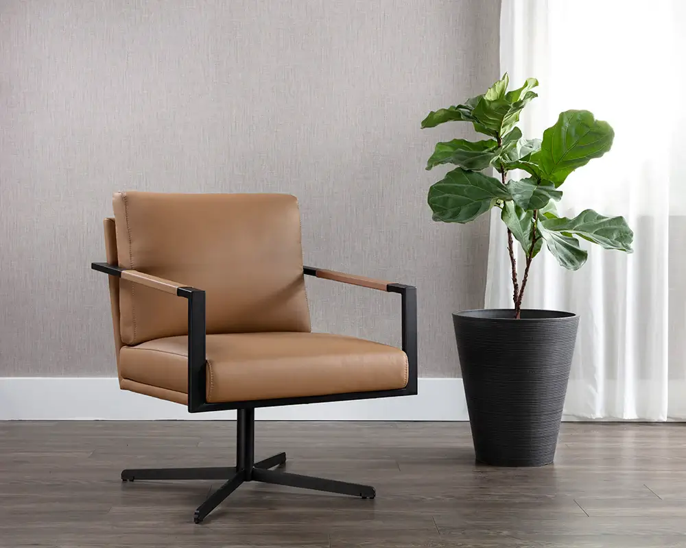 Sunpan Randy Swivel Lounge Chair Linea Wood 107693 toronto