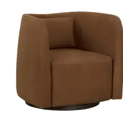 Sunpan Emilie Swivel Lounge Chair Nubuck Caramel 111250 belleville