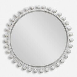 UTTERMOST CYRA WOOD ROUND MIRROR AGED IVORY 08175 kelowna