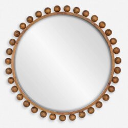 uttermost cyra wood round mirror walnut 08176 burlington
