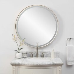 UTTERMOST CROFTON LIGHTED ROUND MIRROR BRASS 09947 nobleton