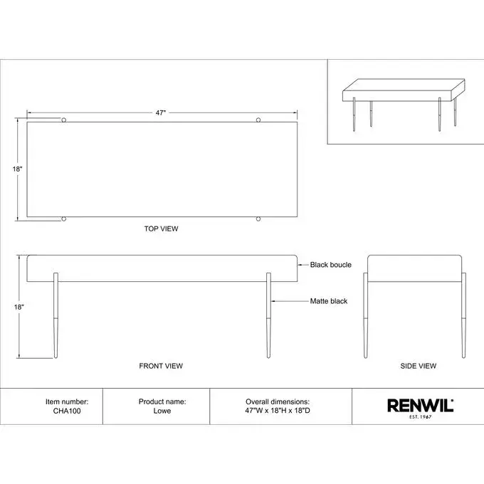 RENWIL LOWE BENCH CHA100 vancouver