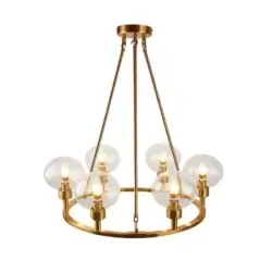 YOUNG LIGHTING 6 LIGHT ROUND CHANDELIER ANTIQUE BRASS 507C6AB-R Stoney Creek