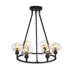 YOUNG LIGHTING 6 LIGHT CHANDELIER SAND BLACK 1507C6BK-R huntsville